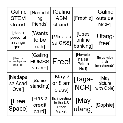 Investment Bingo Card