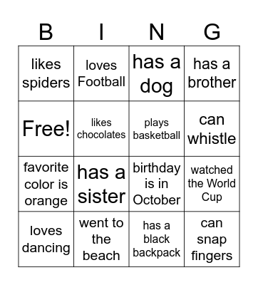 Find someone who... Bingo Card