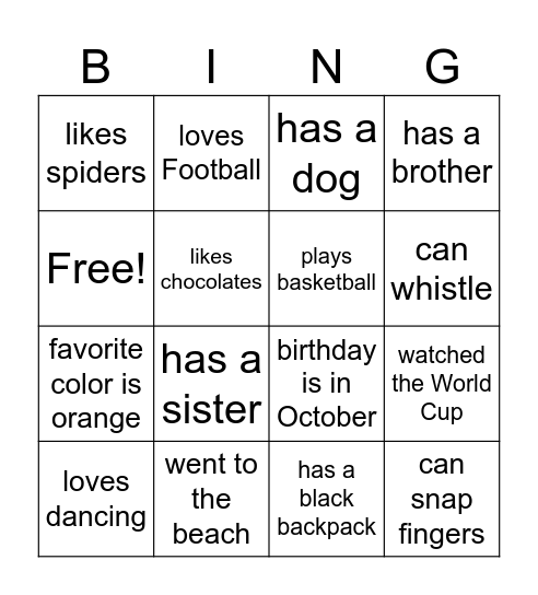 Find someone who... Bingo Card