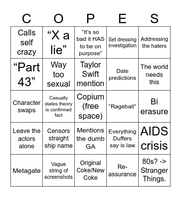 CG Tag Bingo Card