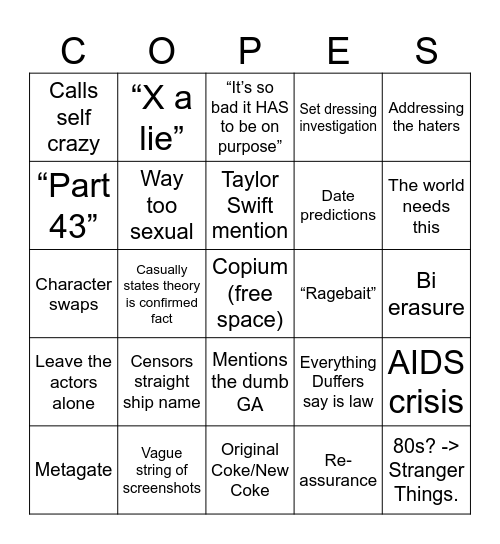 CG Tag Bingo Card