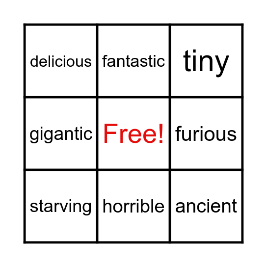 EXTREME BINGO Card