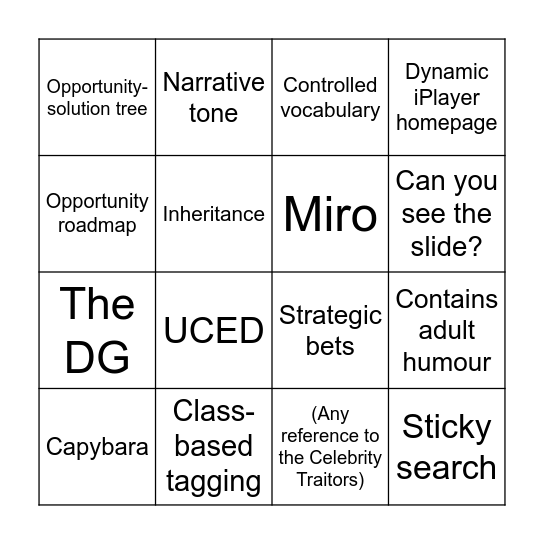 All Hands Bingo Card