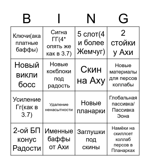 4.7 beta Bingo Card