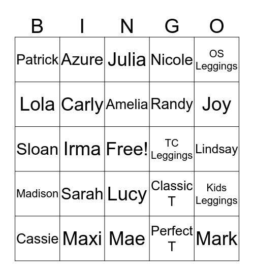 Lularoe Bingo :) Bingo Card