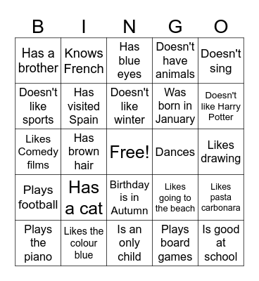 Find someone who... Bingo Card