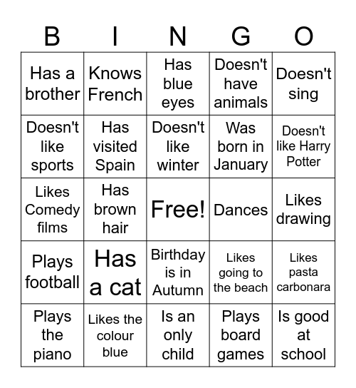Find someone who... Bingo Card