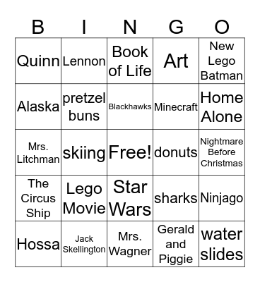 Lennon's Birthday Bingo Card