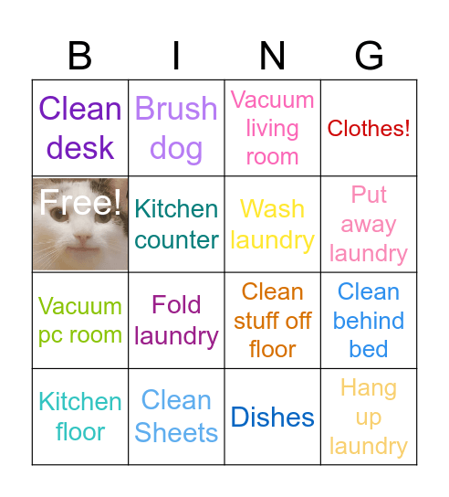 Cleaning Bingo Card
