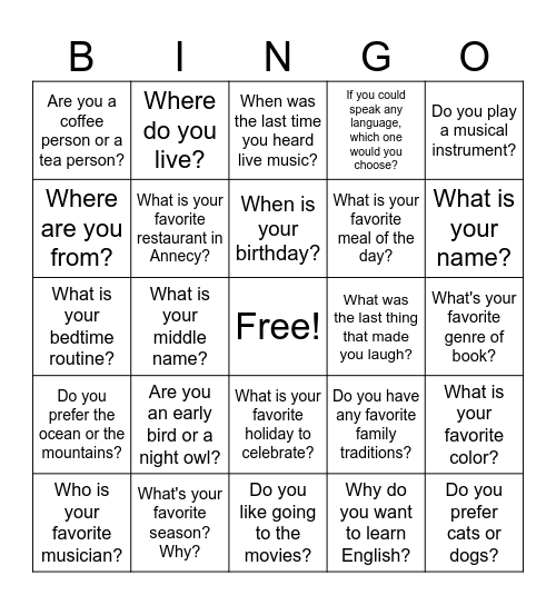 B2+/C1 Bingo Card