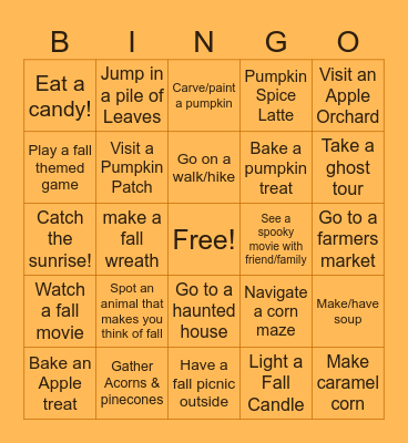 OCTOBER BINGO! Bingo Card