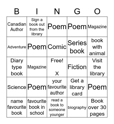 Reading BINGO Card