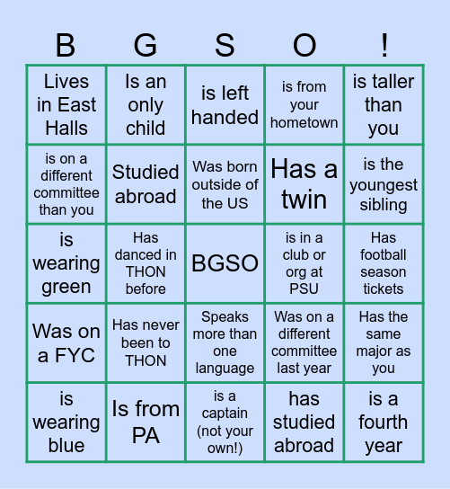Find someone who... Bingo Card