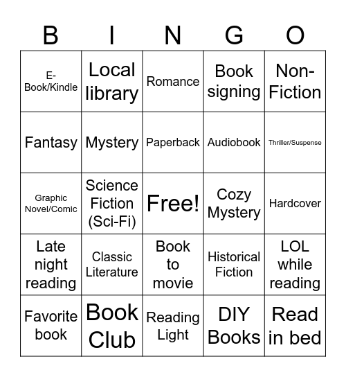 Reading is Fun Bingo Card