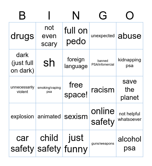 scary psas Bingo Card
