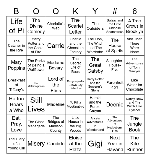 Book List #6 Bingo Card