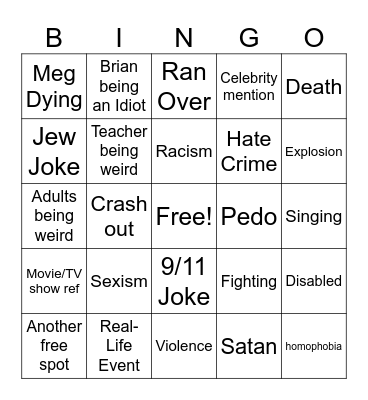 South Park Bingo Card