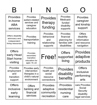 2026 Family Support Conference Bingo Card