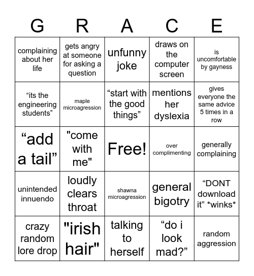grace bingo Card