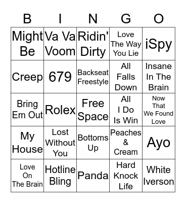 Hip Hop/R&B - Card 2 Bingo Card