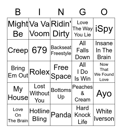 Hip Hop/R&B - Card 2 Bingo Card