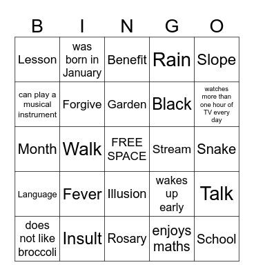 Find Someone who.. Bingo Card