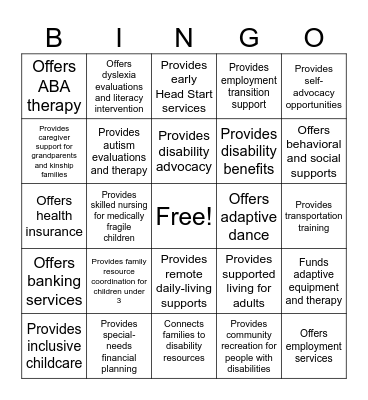 2026 Family Support Conference Bingo Card