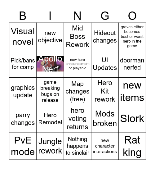 Deadlock Pooltoy update Bingo Card