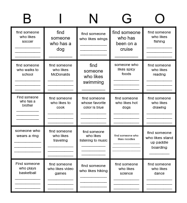 Find Someone Who.. Bingo Card