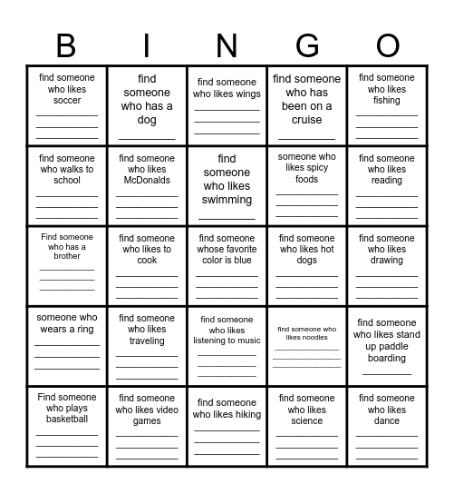 Find Someone Who.. Bingo Card