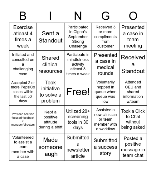 Team Mohr Bingo Card
