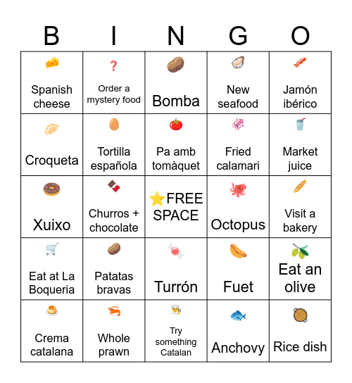 Barcelona Bingo! Bingo Card