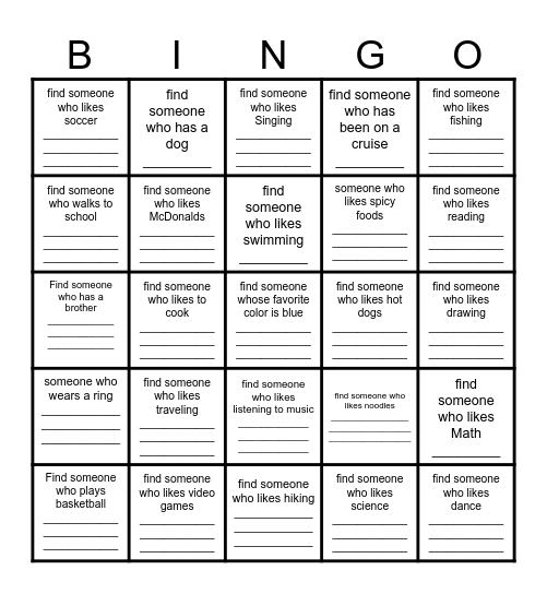 Find Someone Who.. Bingo Card