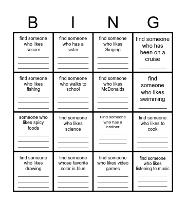 Find Someone Who.. Bingo Card