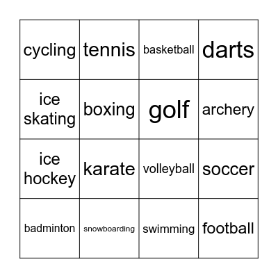 SPORTS Bingo Card