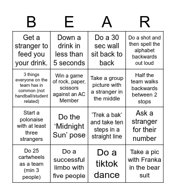Beertje Pub Crawl Bingo Card