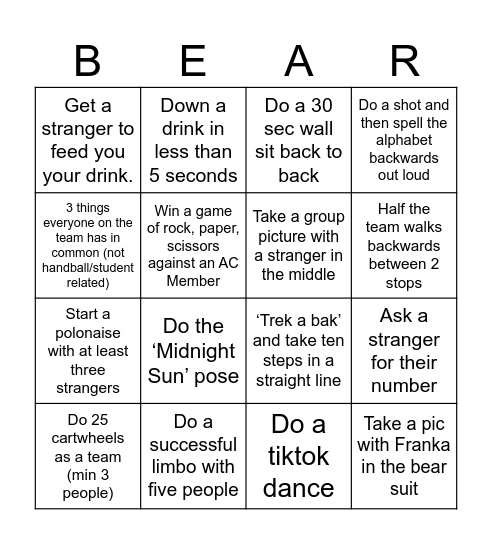 Beertje Pub Crawl Bingo Card