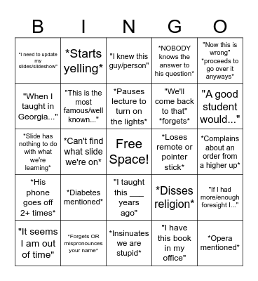 BIO BINGO Card