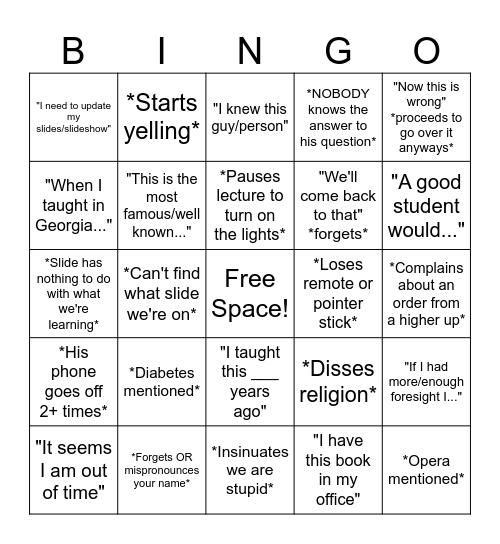 BIO BINGO Card