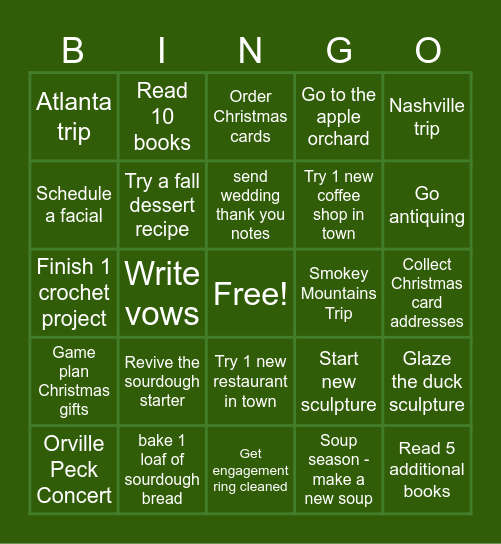 Fun Fall 2026 Bingo Card