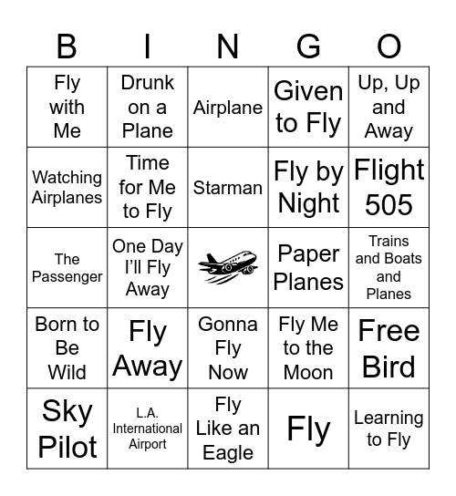 Flying Bingo Card