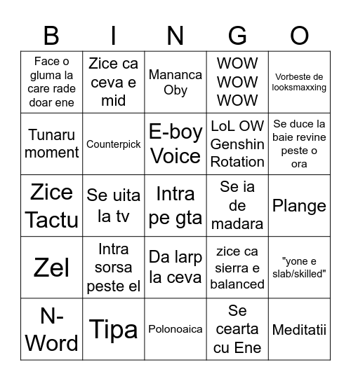 Tunaru BINGO Card