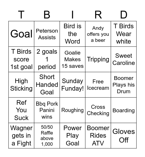 Sunday Funday Bingo Card