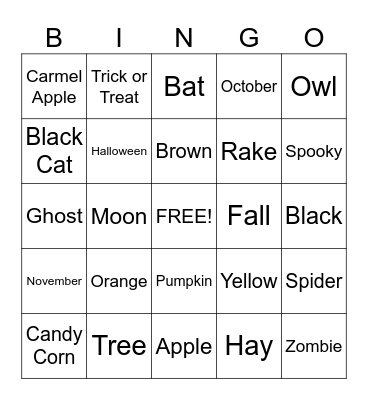Autumn Bingo Card