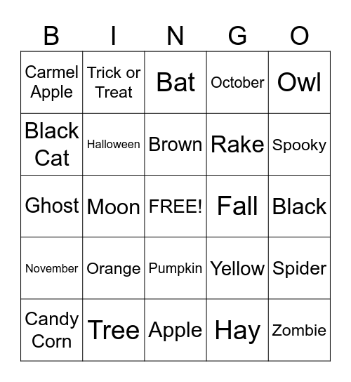 Autumn Bingo Card