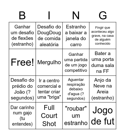 Bingo da W.D.S. Bingo Card