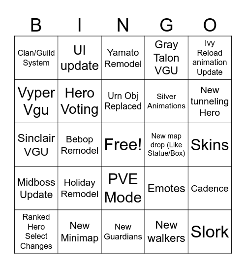 Grizmot 9/29 Deadlock Patch Bingo Card
