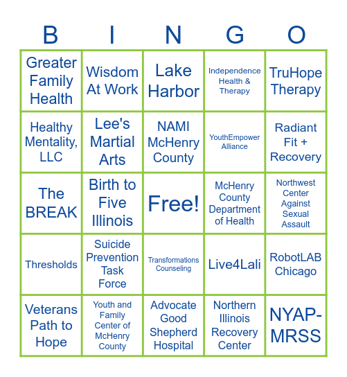 Resource Fair Bingo Card