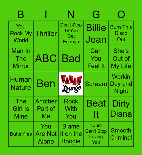 Michael Jackson Bingo Card