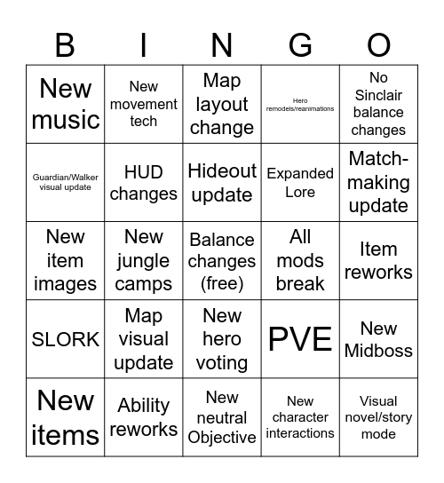 Deadlock September Patch Bingo Card